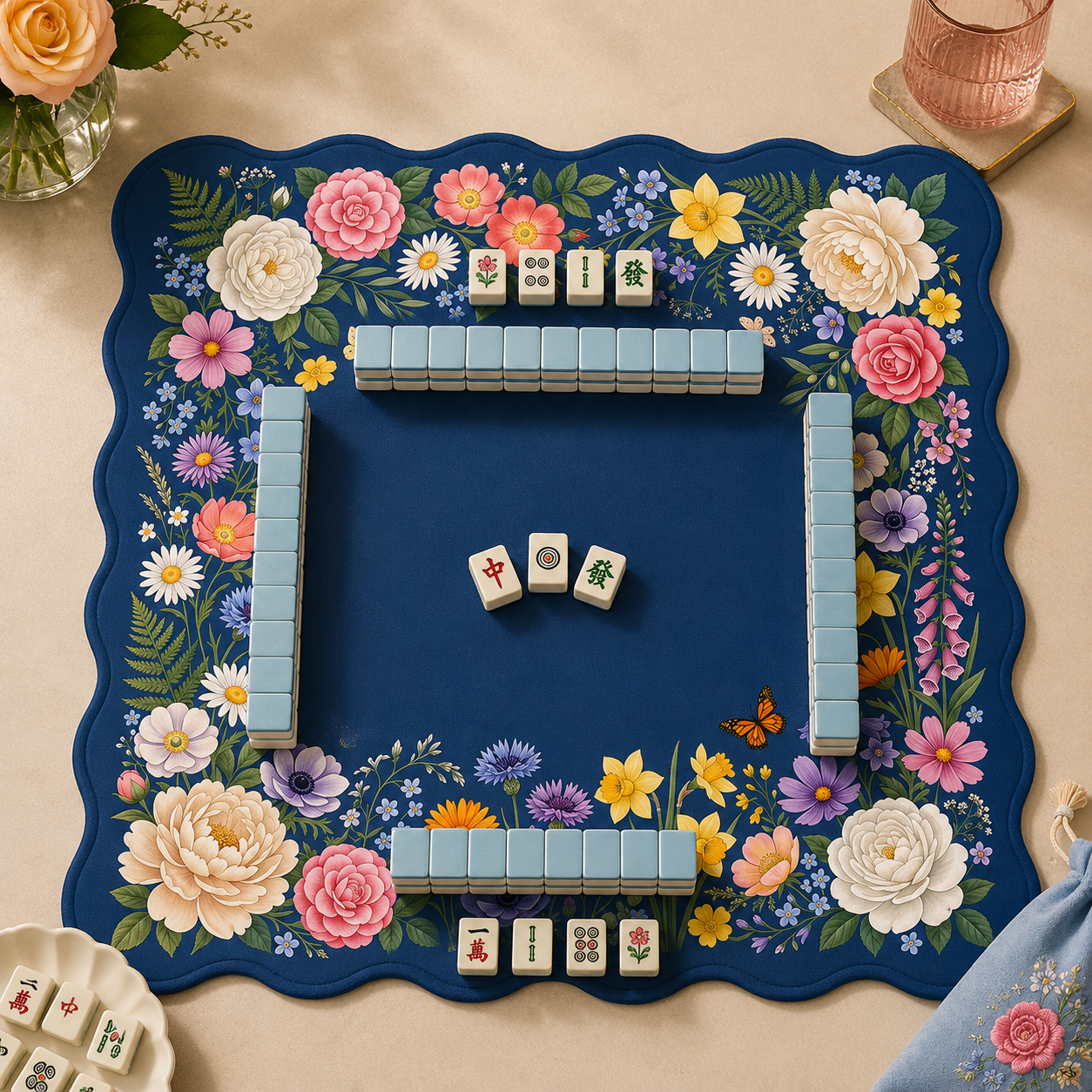 mahjong table setup